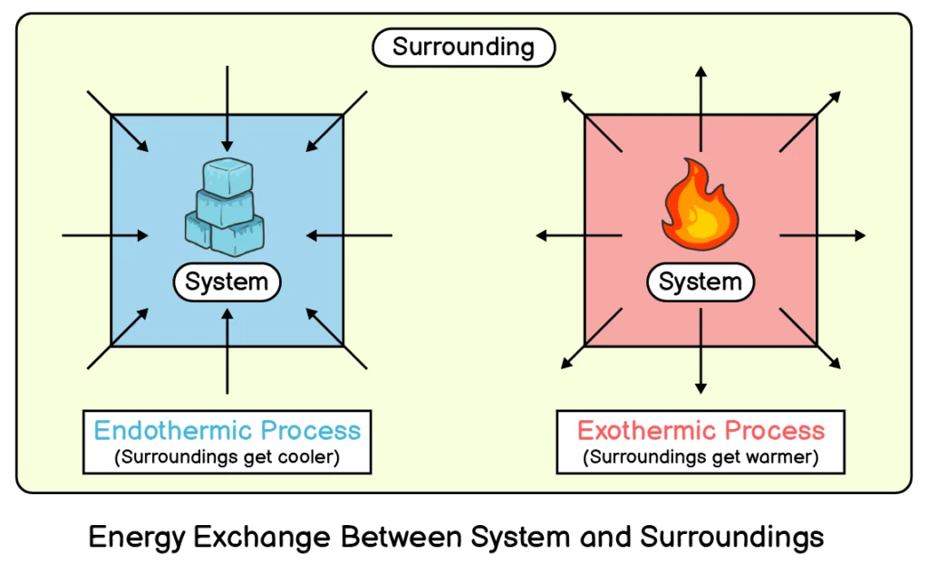 Exothermic and Endothermic Process, Energy Exchange Between System and Surroundings